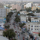 An aerial view shows rickshaw traffic in the downtown of Mogadishu, Somalia February 14, 2018.